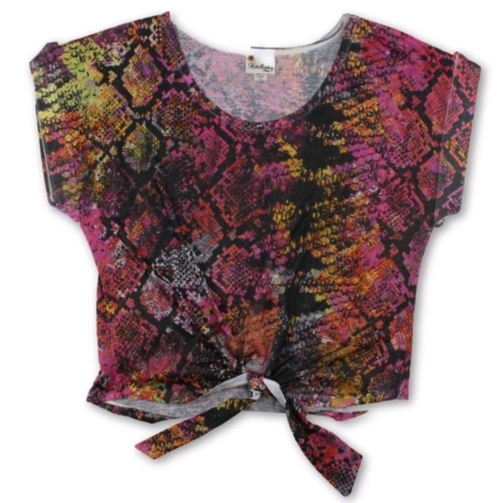 Sheer Snake Print Tie Top